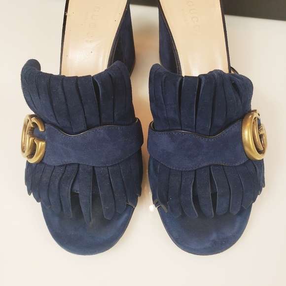 GUCCI Kid scamosciato blue ink mules - Picture 3 of 8